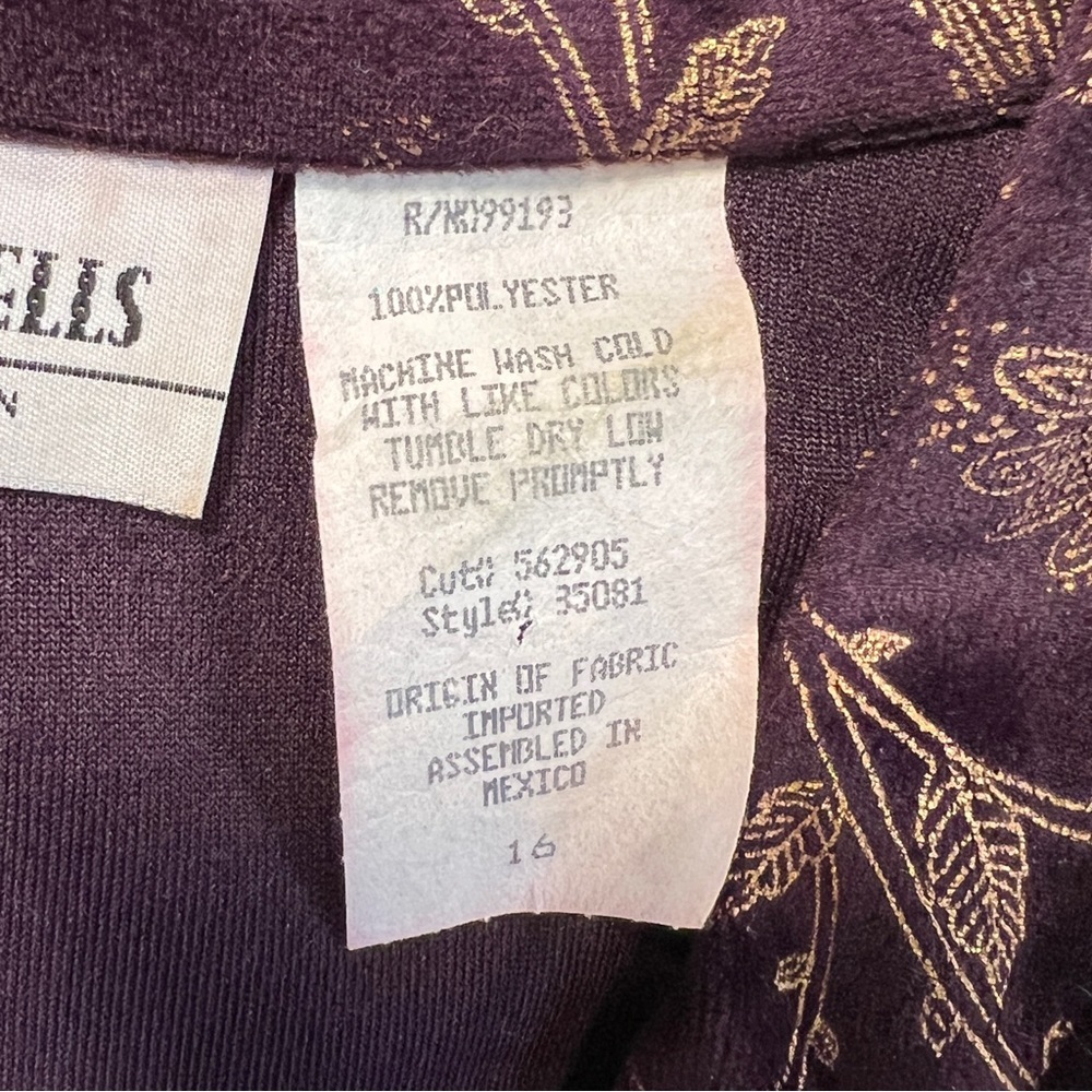 Caroline Wells Women's 16 Maxi Velour Dress Purple Gold Floral Holiday Party - Picture 9 of 11